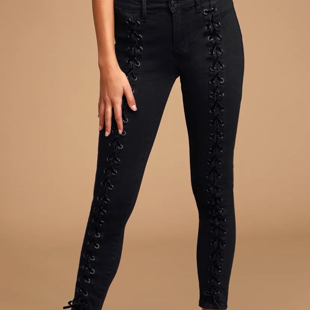 Neon Blonde Black Tie Jeans